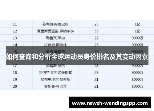 如何查询和分析全球运动员身价排名及其变动因素